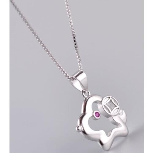 Dog Coin Literary Wold Fresh 925 Sterling Silver Clavicle Chain Temperament Trendy Female Necklace SNE211