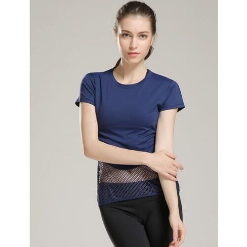 Eshtanga women gym shirt Tops With Short Sleeves Sport Shirts Yoga Shirt Breathable Running Fitness Quick Dry Tees Free S