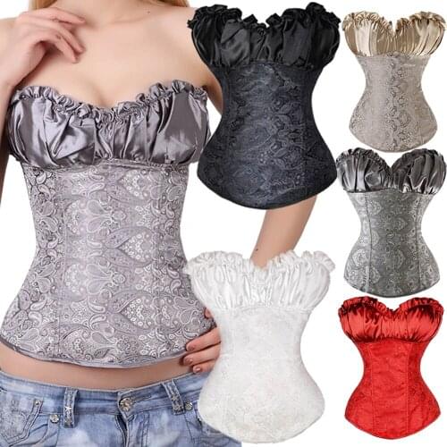 Beautiful Sexy Lace up Boned Overbust Corset Women Bustier Top Waist Cincher Flower Outfit Summer Party dress Shapers