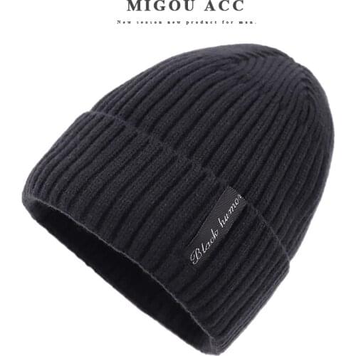 Winter mens hat winter letter label velvet thick men and women knit hat outdoor warm thickening casual design mens peas