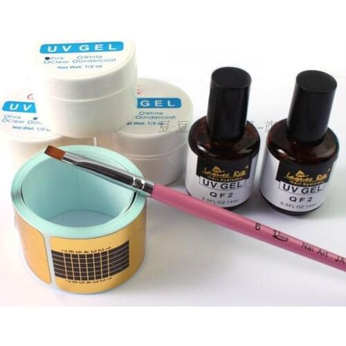 1 Set UV Gel Nail Polsh Pink White Clear Nail Gel + Top coat + primer nail art set