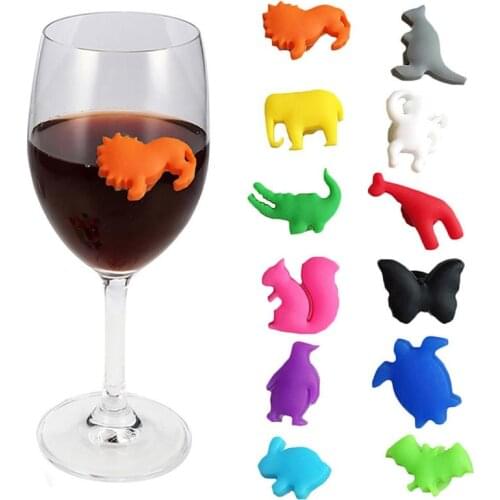 10pcs Silicone Markers Reusable Sea Animals And Land Animals Drink Charms Wine Identifier For Cocktails Drinking Cup Sign