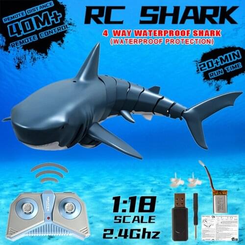 2.4G RC Shark Fish Boat Remote Control Bait Boat Mini Radio Electronic Shark Fish Boat Toy Simulation Toy For Children Kids