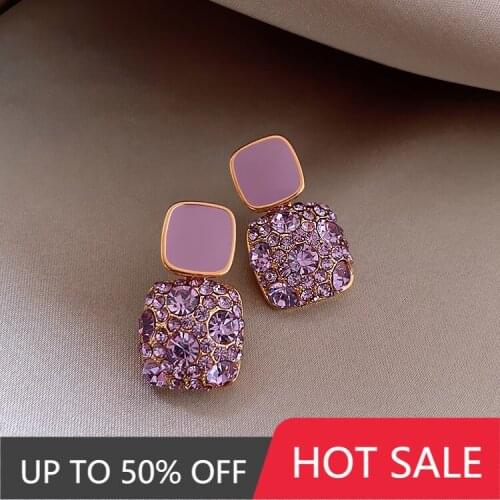 2021 New Earrings Retro Temperament Europe and America High-quality Purple Earrings Female Exquisite Niche Fashion Stud Earrings
