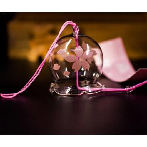 48pcs/pack 7*6.5cm Cherry Blossom Painting Glass Windchime Top Popular Friend Gift Windchime Beautiful Hanging Home Decorative
