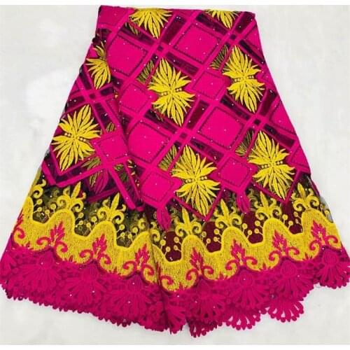 5 Yards Latest African Nigerian Lace 2021 High Quality Embroidered Beaded Tulle French Lace Fabric For Womens Dress! XMF77103