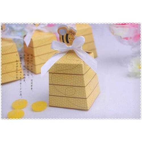 50pcs/lot new honey bee baby Shower candy box,birthday party decorations kids,gifts box,bee weddng favor box,wedding decoration