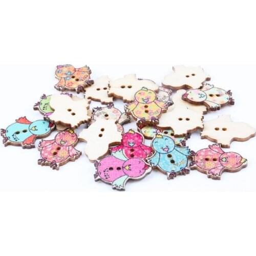 Wooden Mixed Color Chick Shape Buttons 2 Holes Handmade Clothing Accessory Sewing Scrapbooking Craft DIY 25x20mm 20pcs MT1520