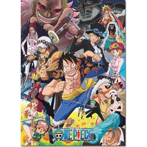 Anime One Piece Poster Manga Characters Silk Picture Home Bedroom Decor Luffy Cloth Wall Art Print