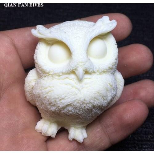 White mini owl statue Cartoon cute animal decorations Home decoration accessories Gift figurines free shipping