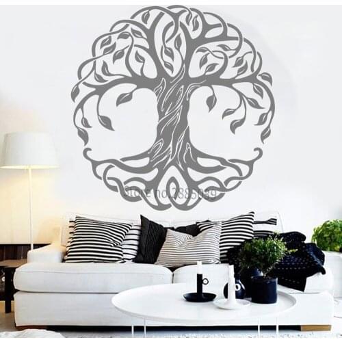 Large Tree Wall Decals Art Bedroom Living Room Decor Tree Of Life Wall Stickers Creative Cosmic Trees Home Mandala Decal LC997