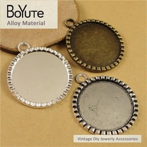BoYuTe (40 Pieces/Lot) 25MM Cabochon Base Vintage Accessories Parts Alloy Pendant Tray for Jewelry Making Findings Diy Necklace