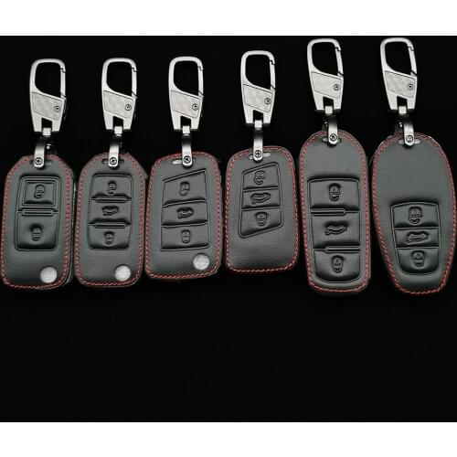 Genuine Leather Folding Car Key Cover For VW Golf Volkswagen MK7 7 New Polo For Skada Octavia A7 3 BTNS For SEAT Leon Key Case