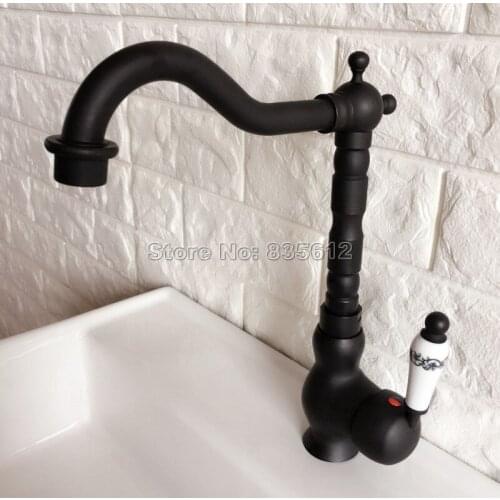 Basin Faucets Oil Rubbed Bronze Swivel Spout Kitchen Bathroom Faucet Vanity Vessel Sink Mixer Cold And Hot Water Tap tnf358