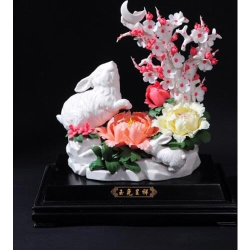 Dehua peony flower flower art ceramic decorative ornaments business gifts, collectibles Home Furnishing move