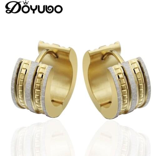 DOYUBO Trendy 316L Gold & Silver Secondary Colour Hoop Earrings For Women Fashion Party Earrings Punk Style Accessories DB008