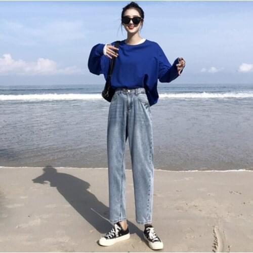 New Denim Harem Pants All-Matched Casual Vintage Jeans Autumn Winter Fashion Women Blue Jeans High Waist Loose