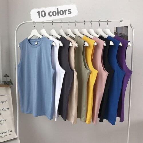 Fashion Men t shirt Loose Cotton Tops Tee Casual Summer Sleeveless t shirts Long For Boys Solid Color t shirt Clothing S~4XL