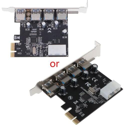 H05B 4 Port PCI-E to USB 3.0 HUB PCI Express Expansion Card Adapter 5 Gbps Speed