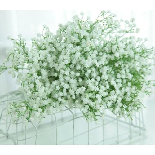 10pcs Artificial Gypsophila Flower Branch For Plant Wall Background Wedding Bride Bouquet Home Hotal Office Bar Decorative