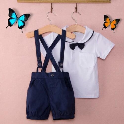 3pcs Gentleman Top+Bib Pants+Bow Tie Kids Baby Toddler Infant Boys Outfit Set Newborn Baby Clothing Kids Wear Children Clothes