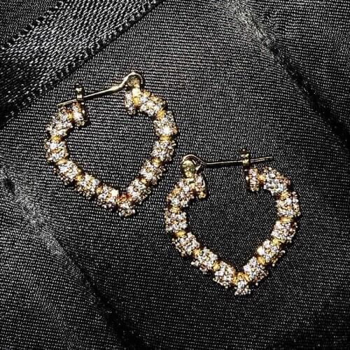 Fashion Charm Heart Clip Earrings Inlay Dazzling Crystal Zircon Minimalism Gold Jewelry For Women Wedding Party Birthday Gift