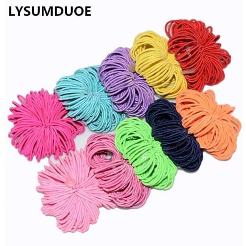Korean Hair Accessories 100Pcs/Lot Fashion Hair Ties Candy Color Scrunchie Rubber Band 3cm Cute New Elastic Hair Bands for Girls