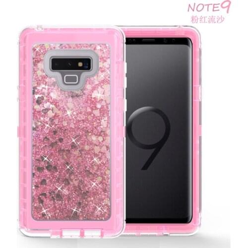 Love Heart Liquid Quicksand TPU Soft Case for Samsung S10 Plus S10lite J3 J7 2018 note9 Hard PC 360 Degree Full-Body Protective