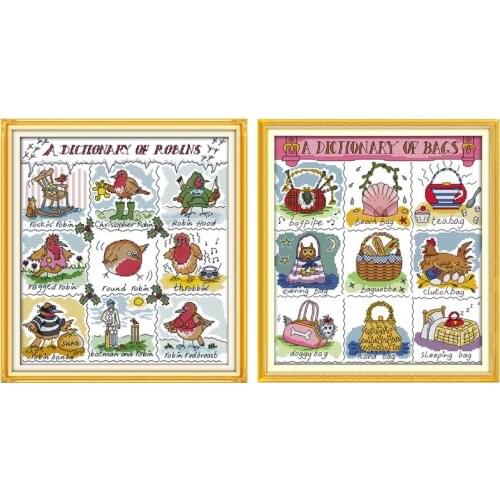 Little Bird Dictionary Counted Cross Stitch 11CT 14CT Cross Stitch Set Wholesale Chinese Cross-stitch Kits Embroidery Needlework