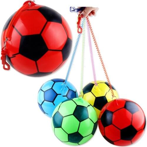 Inflatable Football Ball With Rope Colorful Bouncy Rubber Ball Beach Pool Play Early Education Soft Toys For Children Kids Baby