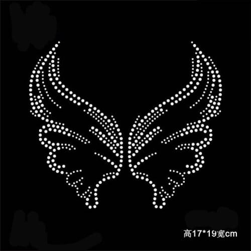 2pc/lot Angel wings patches hot fix rhinestone transfer motifs iron on crystal transfers design applique patches