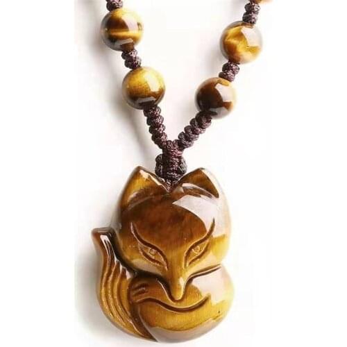 NaturalTigers Eye Gem stone dragon Shape Necklace Pendant AAAA30*19*8 mm