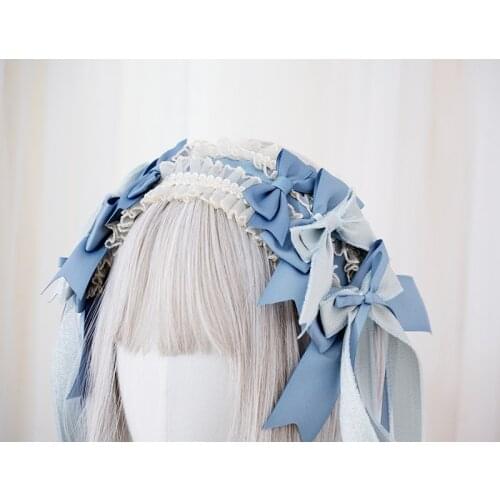 Handmade Original Gorgeous Lolita Hair Accessories Lace Trim Bowknot Long Streamer Headband Girls Multiple Colour All-match