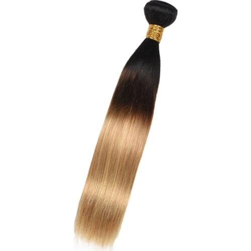 Ombre Blonde Virgin Human Hair Wigs for Women, Dark Roots Blonde 12inch