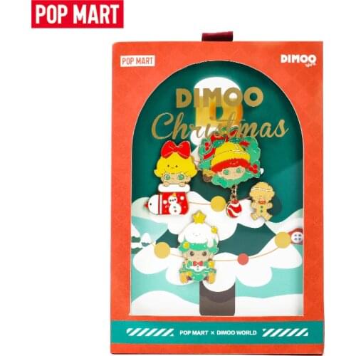 POPMART Limited Edition Dimoo- Christmas Zinc Alloy Metal Badge cute blind box pin toy figure action toys free shipping