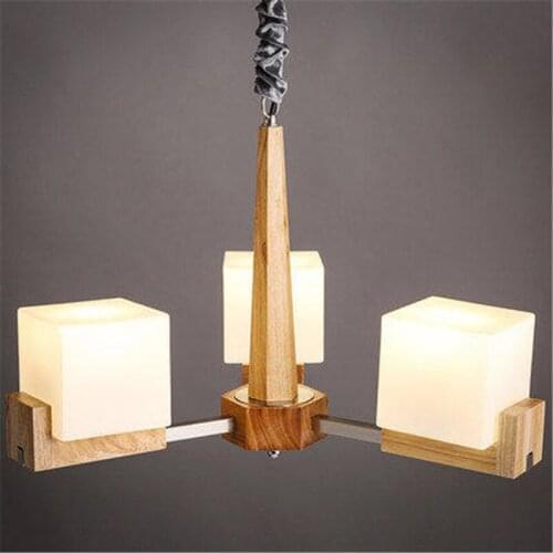 3/5/8 Head Simple & Modern Wooden Dining Room Pendant Light Glass Wood Decocation Cafe Light Light Dining Lamp Free Shipping