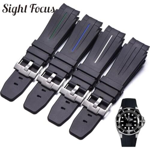 27x21mm Silicone Rubber Watch Strap for Rolex Water Ghost Ghost King Deepsea Pin Buckle Watch Bands Bracelet Montre Correas