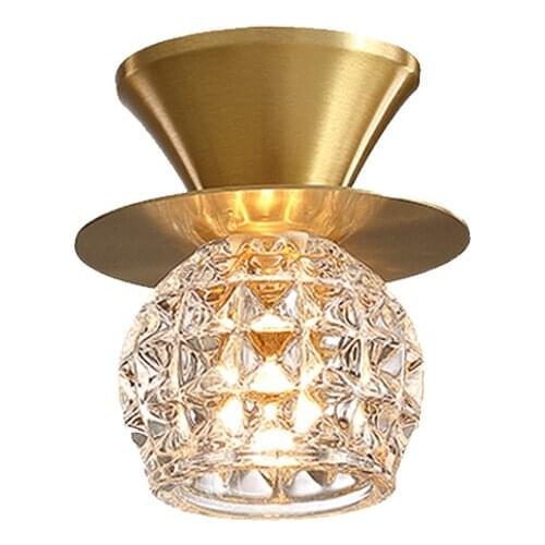 Luxury Crystal Glass Ceiling Lamp Decoration For Cloakroom Corridor Aisle Post-Modern Creative Hat Shape Copper G4 Ceiling Light