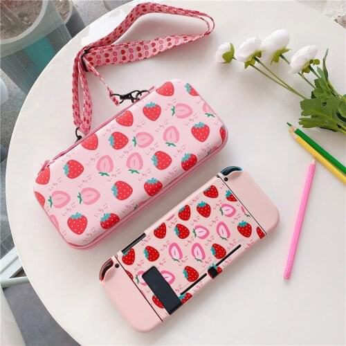 Pink Portable Storage Bag Travel Carry Case Cover for Nintendo Switch Game Accessories+TPU Case