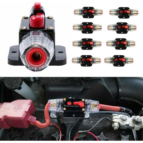 Resettable 12V 24V 20-100A Auto Car Stereo Audio Circuit Breaker Resettable Fuse Holder