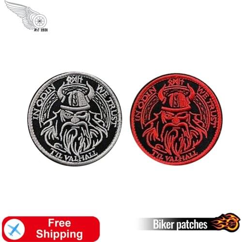 IN ODIN WE TRUST Embroidered Patch for Clothes Iron on Biker Cool Fashion Patches Jacket Front Badges War God Wholesale Lot