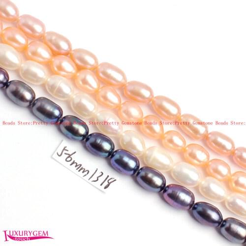 High Quality 5-6mm Multicolor Natural Freshwater Pearl Oval Shape DIY Gems Loose Beads Strand 15" Jewelry Making wj420