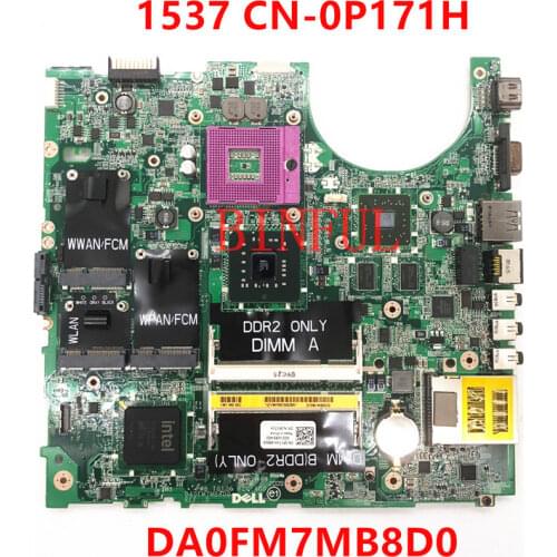 High quality For DELL 1537 Laptop Motherboard CN-0P171H 0P171H P171H DA0FM7MB8D0 DDR2 100% full Tested