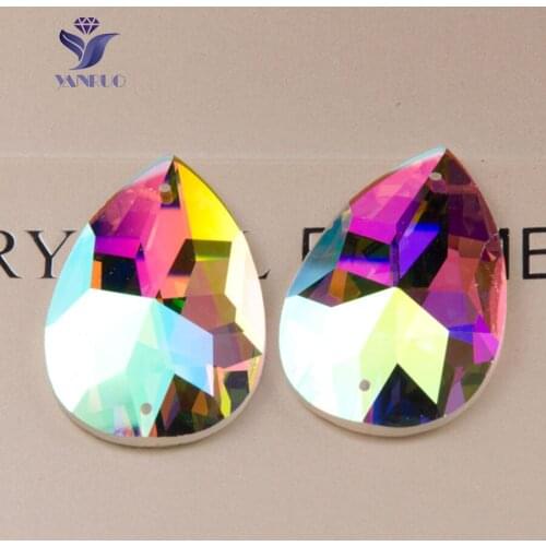 YANRUO 2154TH Drop Sew On Stones Crystal Droplet Glass Mirror Sewing Crystal Top AAAAA QualIty Rhinestones For Wedding Dress