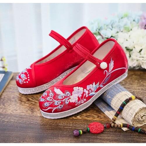 YourSeason Glitter Bottoms Ladies Cotton Fabric Embroidered Platform Shoes Retro Women Casual Costume Flats Comfort Sneakers