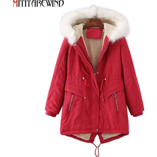 Winter Jacket Women Fashion Hooded Fur Collar Windbreaker Wool Liner Coat Women Thick Warm Mid-long Female Jacket Outerwear