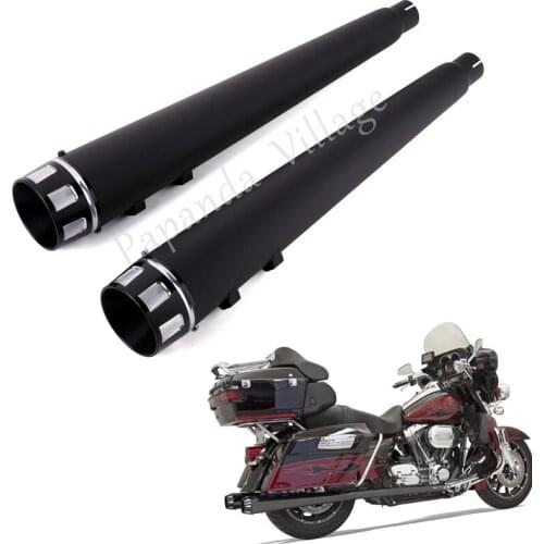 1 Pair Black Cold Rolled Steel Slip On Dual Exhaust Mufflers Silencer Pipes for Harley Touring Street Glide 1995-2016