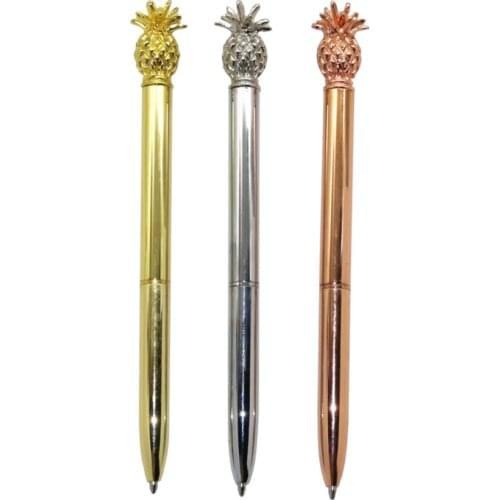 1 Pc Creative Pineapple shape Ballpoint pen Electroplated gold/silver/rose gold Black refill Ballpoint pen Student Stationery