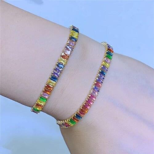 10pcs/lot Micro Pave Colorful CZ Tennis Bracelet Adjustable Fashion Jewelry