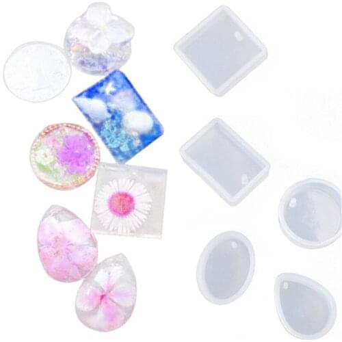 5PC/SET Silicone Mold Gem Charm Pendant DIY Moulds Jewelry Making Tools with Hanging Hole Fondant Cake Decorating Tools
